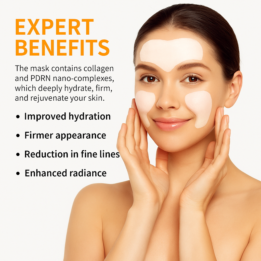 Woman with Vellura Nano Bio Collagen Mask – hydrogel facial treatment